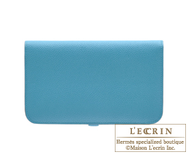 Hermes　Dogon GM　Turquoise blue　Togo leather　Silver hardware