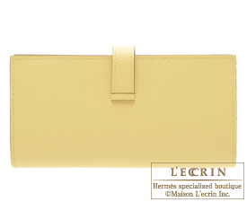 Hermes　Bearn Soufflet　Jaune poussin　Epsom leather　Gold hardware