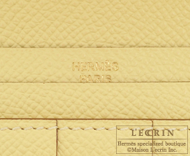 Hermes　Bearn Soufflet　Jaune poussin　Epsom leather　Gold hardware