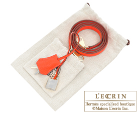 Hermes　Kelly bag 32　Retourne　Rouge pivoine　Clemence leather　Silver hardware