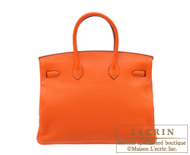 Hermes　Birkin bag 35　Feu/Fire orange　Clemence leather　Gold hardware 