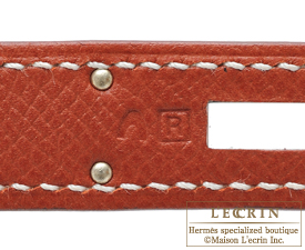 Hermes Kelly bag 28 Retourne Brique Epsom leather Silver hardware