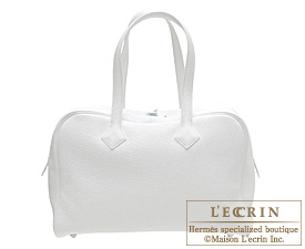 Hermes　Victoria II 35 tote bag　White　Clemence leather　Silver hardware
