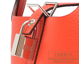 Hermes　Picotin Lock bag 18/PM　Rouge pivoine　Clemence leather　Silver hardware