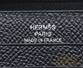 Hermes　Azap long　Black　Epsom leather　Silver hardware