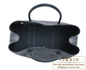 Hermes　Garden Party bag TPM　Blue de presse　Negonda leather　Silver hardware