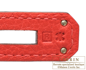 Hermes　Kelly bag 32　Retourne　Rouge pivoine　Togo leather　Silver hardware