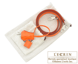 Hermes　Kelly bag 32　Tangerine orange　Ostrich leather　Silver hardware