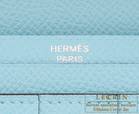 Hermes　Bearn Soufflet　Blue atoll　Epsom leather　Silver hardware
