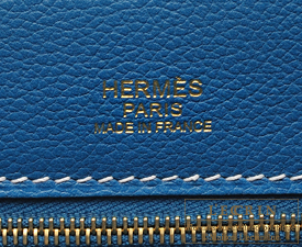 Hermes　Kelly Amazon bag 32　Retourne　Ciel/Blue de galice　Grizzly leather/Evercolor leather　Champagne gold hardware