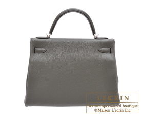 Hermes　Kelly bag 32　Vert gris/Green grey　Clemence leather　Silver hardware