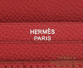 Hermes　Bearn Soufflet　Ruby/Dark red　Epsom leather　Silver hardware