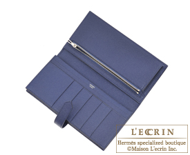 Hermes　Bearn Soufflet　Bi-color　Blue paradise/Blue saphir　Epsom leather　Silver hardware