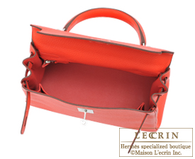 Hermes　Kelly bag 28　Rouge pivoine　Clemence leather　Silver hardware