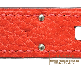 Hermes　Kelly bag 28　Rouge pivoine　Clemence leather　Silver hardware