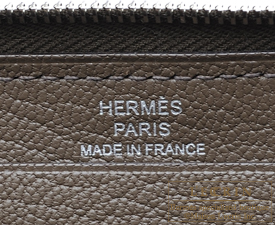 Hermes　Azap long　Taupe grey　Togo leather　Silver hardware