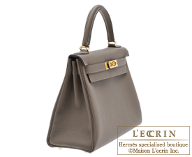 Hermes　Kelly bag 28　Taupe grey　Togo leather　Gold hardware