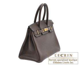Hermes　Birkin bag 30　Cafe/Coffee　Clemence leather　Gold hardware