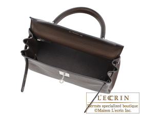 Hermes　Kelly bag 28　Cafe/Coffee　Clemence leather　Silver hardware