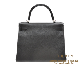 Hermes　Kelly bag 28　Plomb　Clemence leather　Silver hardware