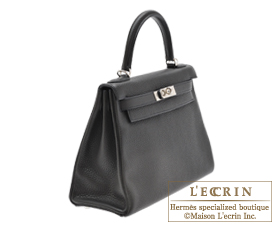 Hermes　Kelly bag 28　Plomb　Clemence leather　Silver hardware
