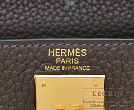 Hermes　Kelly bag 28　Cafe　Clemence leather　Gold hardware