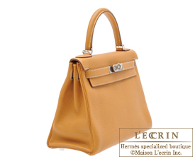 Hermes　Kelly bag 28　Natural sable　Clemence leather　Silver hardware