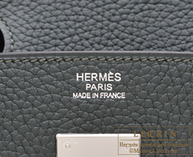 Brand New Hermes Birkin 30 Vert Fonce Togo and Trench with brushed