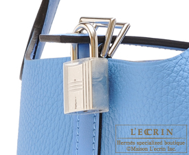 Hermes　Picotin Lock　Touch bag 18/PM　Blue paradise　Clemence leather/　Swift leather　Silver hardware