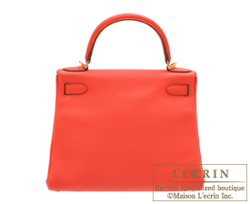 Hermes　Kelly bag 28　Rose jaipur　Clemence leather　Gold hardware