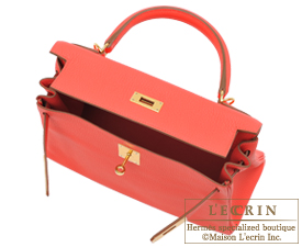 Hermes　Kelly bag 28　Rose jaipur　Clemence leather　Gold hardware