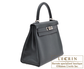 Hermes　Kelly bag 28　Blue ocean　Togo leather　Silver hardware