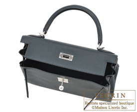 Hermes　Kelly bag 28　Blue ocean　Togo leather　Silver hardware