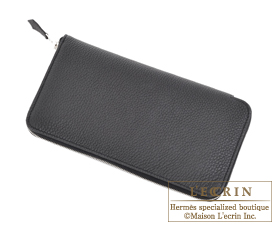 Hermes　Azap long　Black　Togo leather　Silver hardware