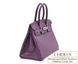 Hermes　Birkin bag 30　Violet　Ostrich leather　Silver hardware