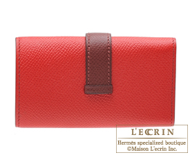 Hermes　Bearn Key case/4 key holder　Rouge casaque/Rouge H　Epsom leather　Silver hardware