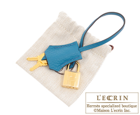 Hermes Blue Birkin Izmir Clemence Leather Gold Hardware Birkin 30
