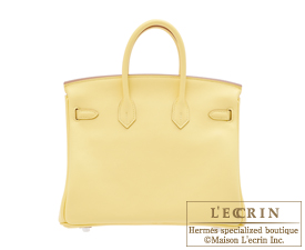 Hermes　Birkin bag 25　Jaune poussin　Swift leather　Silver hardware