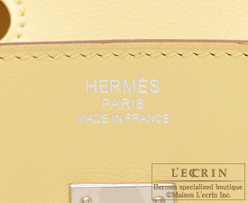 Hermes　Birkin bag 25　Jaune poussin　Swift leather　Silver hardware