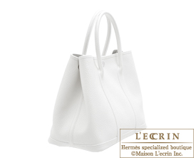 Hermes　Garden Party bag 36/PM　White　Country leather　Silver hardware