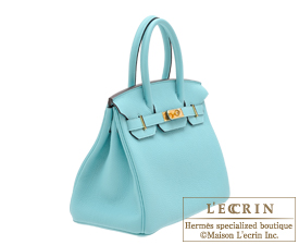Hermes 30cm Blue Atoll Togo Leather Gold Plated Birkin Bag
