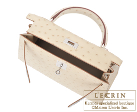 Hermes　Kelly bag 28　Parchemin　Ostrich leather　Silver hardware