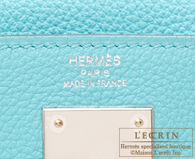 Hermes　Kelly bag 28　Blue atoll　Togo leather　Silver hardware
