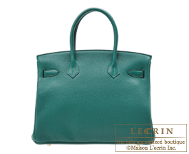Hermes Birkin Bag, Malachite Green, 30cm, Clemence with Gold