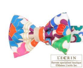 Hermes　Noeud Papillon　Collections imperiales　Capucine/Vert/Rose　Silk