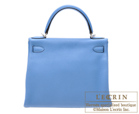 Hermes　Kelly bag 28　Blue Paradise　Clemence leather　Silver hardware