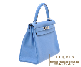 Hermes　Kelly bag 28　Blue Paradise　Clemence leather　Silver hardware