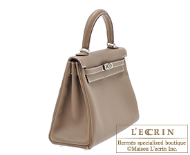 Hermes　Kelly bag 25　Etoupe grey　Swift leather　Silver hardware