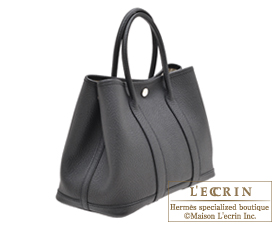 Hermes　Garden Party bag 30/TPM　Black　Country leather　Silver hardware