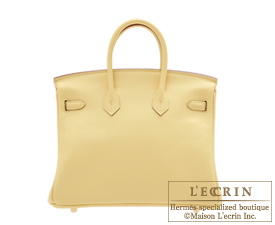 Hermes　Birkin bag 25　Jaune poussin　Swift leather　Gold hardware
